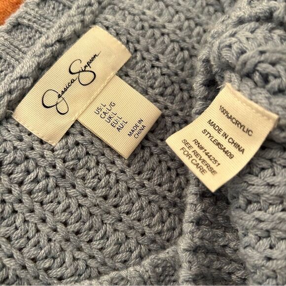 Jessica Simpson Textured Knit Sweater Women’s L Powder Blue great preworn condit - Picture 6 of 10